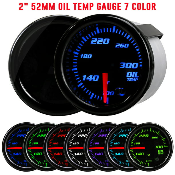 2''52mm 12V Car LED Bar Turbo Oil Temperature Gauge Meter Red Illuminated Needle